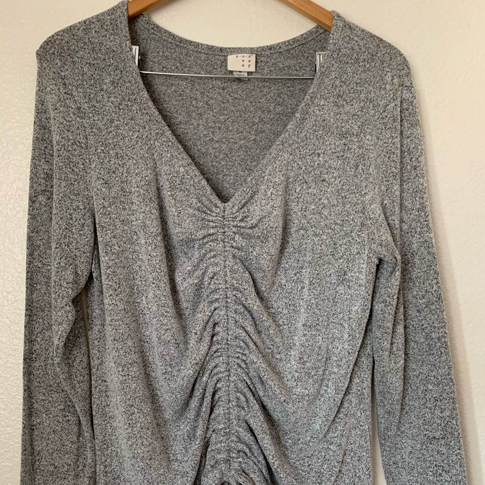 Ruched Grey Sweater